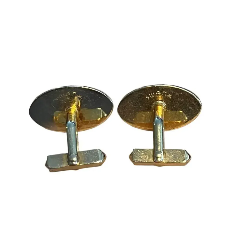 Vintage Swank Goldtone Oval Ribbed Cufflinks
